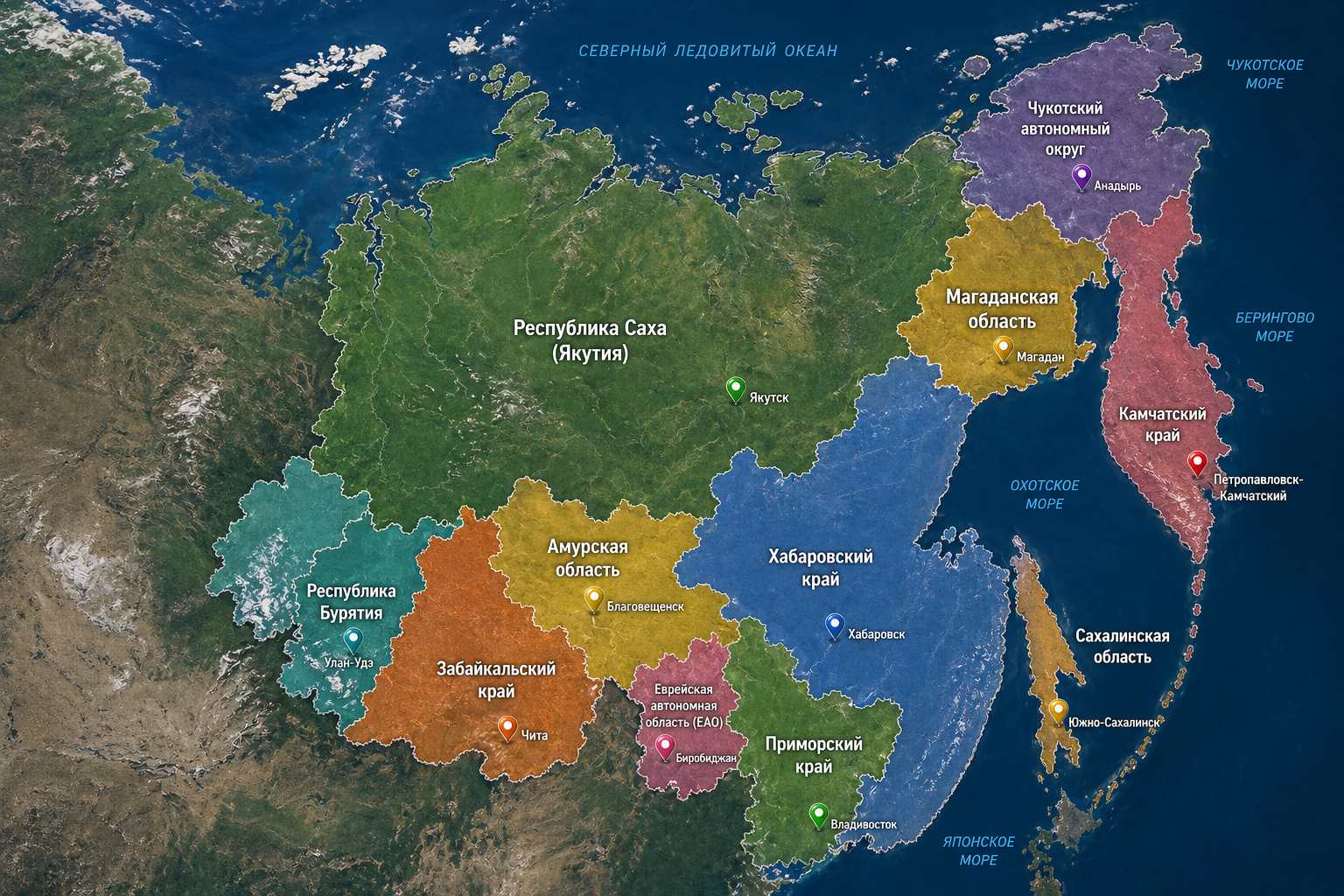 Дальневосточный федеральный округ — 11 регионов